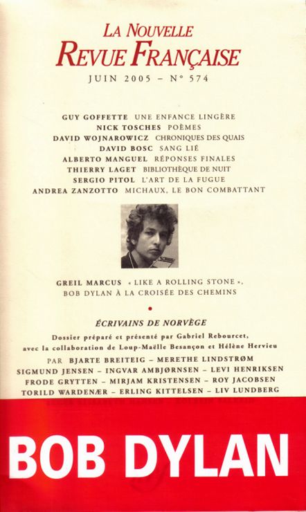 la nouvelle revue francaise magazine Bob Dylan front cover