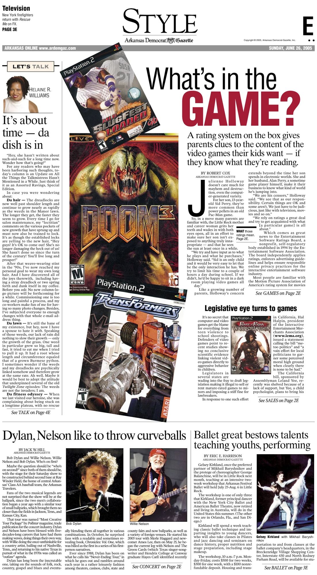 Arkansas Democrat-Gazette Bob Dylan front cover