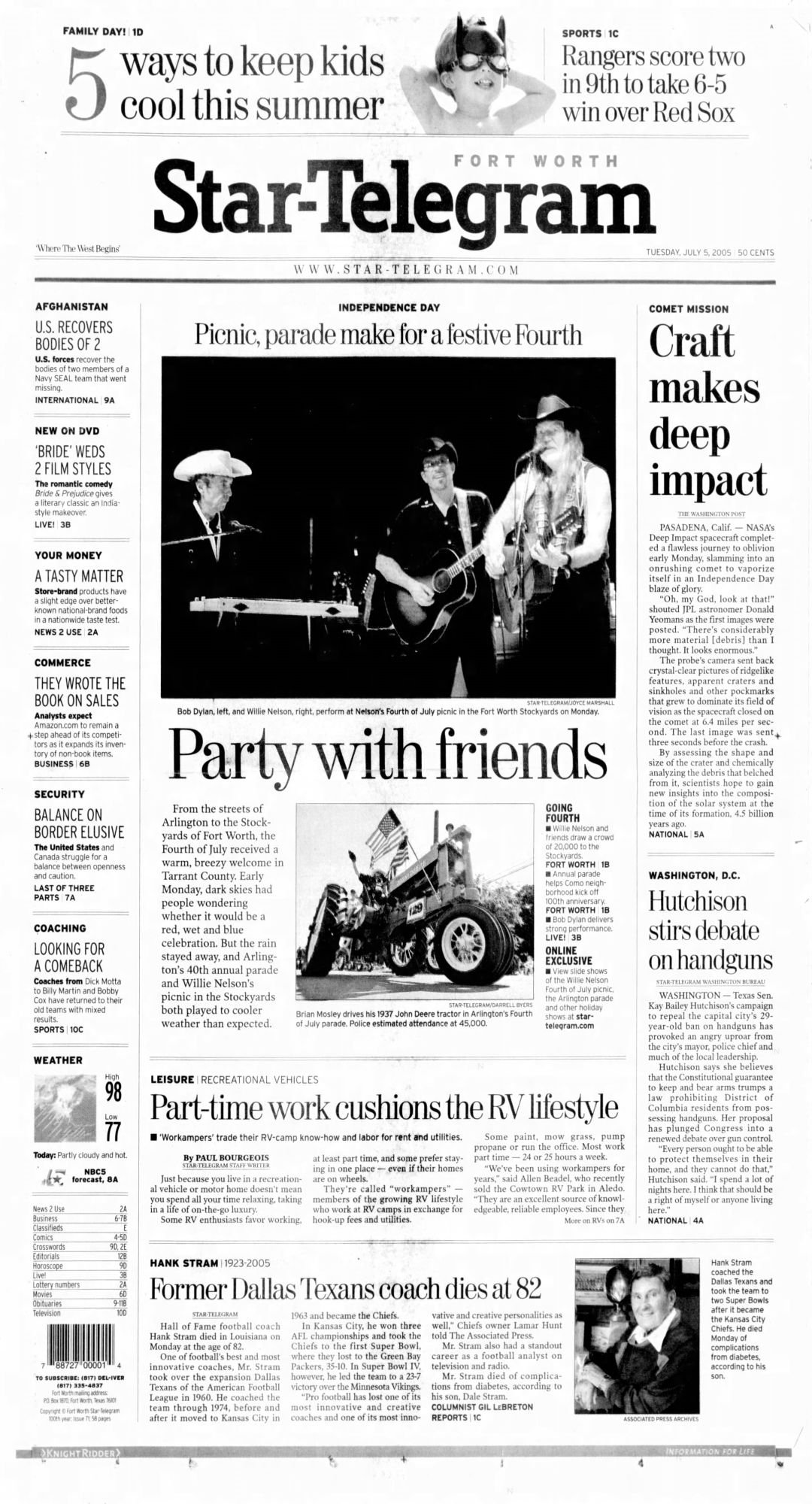 fort worth star-telegram news Bob Dylan front cover