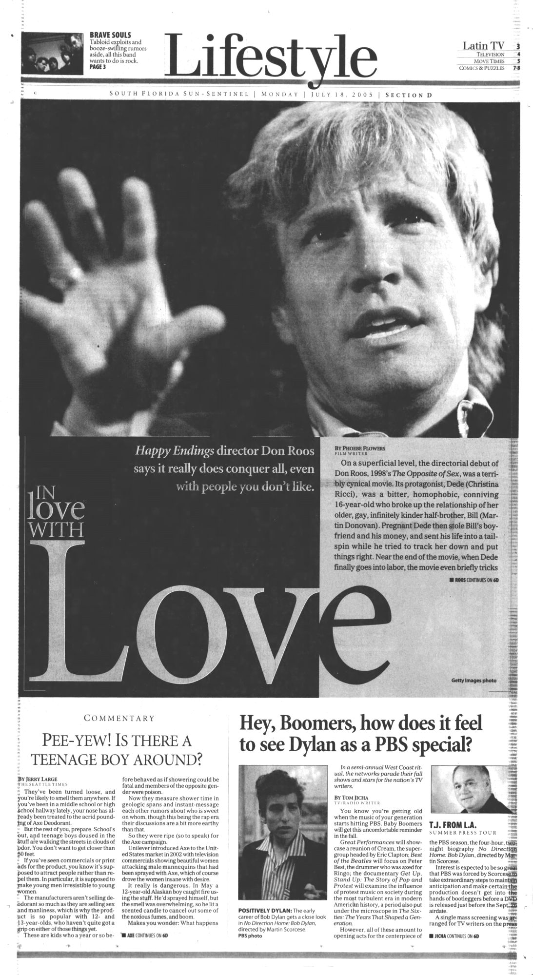 Sun Sentinel Bob Dylan front cover