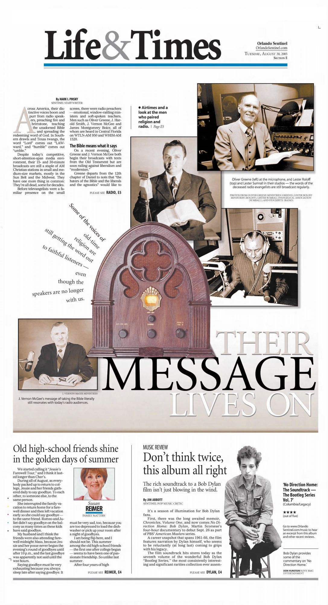 orlando sentinel Bob Dylan front cover