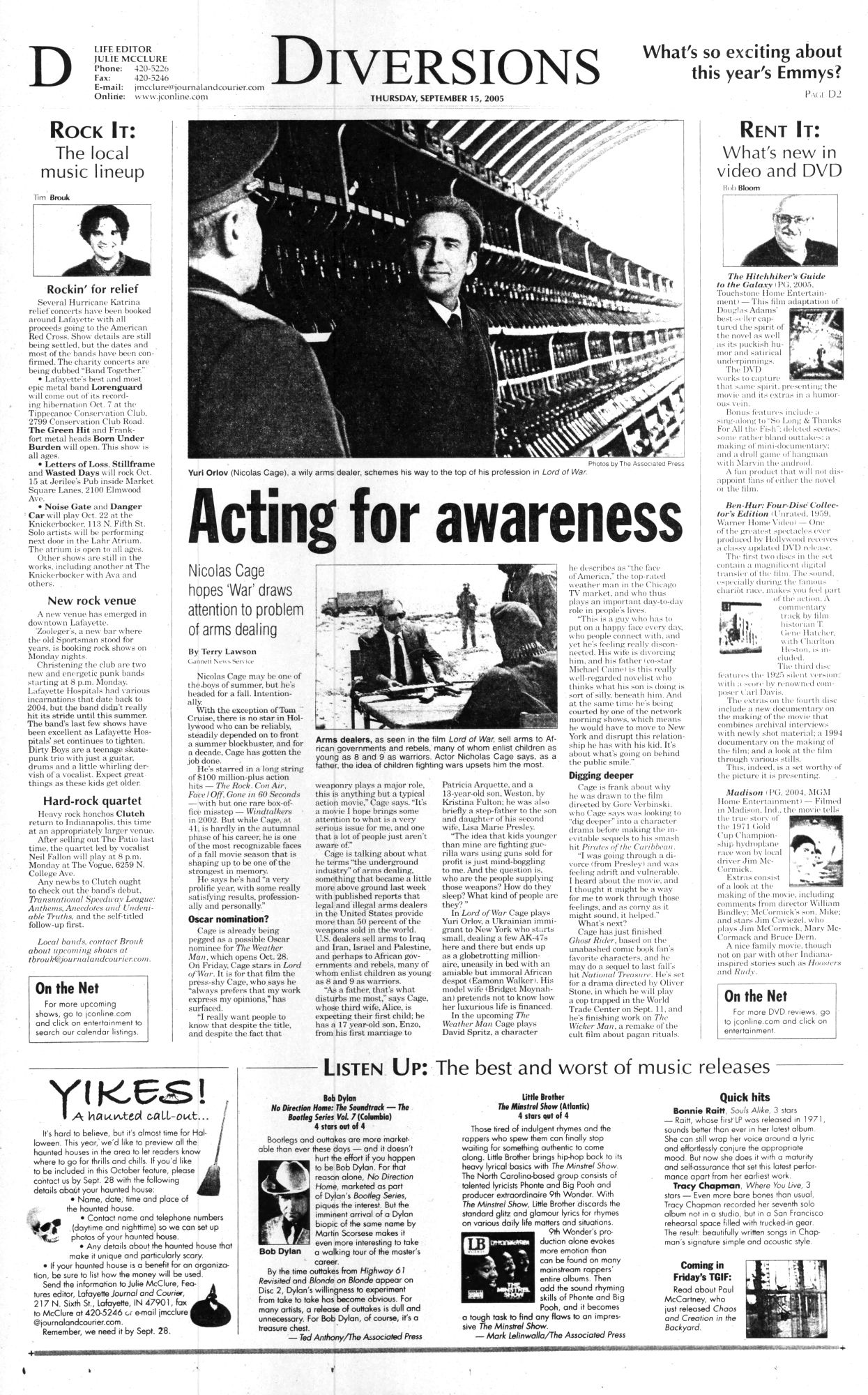 journal and courrier Bob Dylan front cover