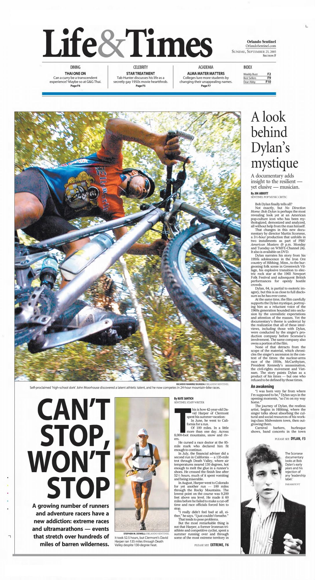 orlando sentinel Bob Dylan front cover