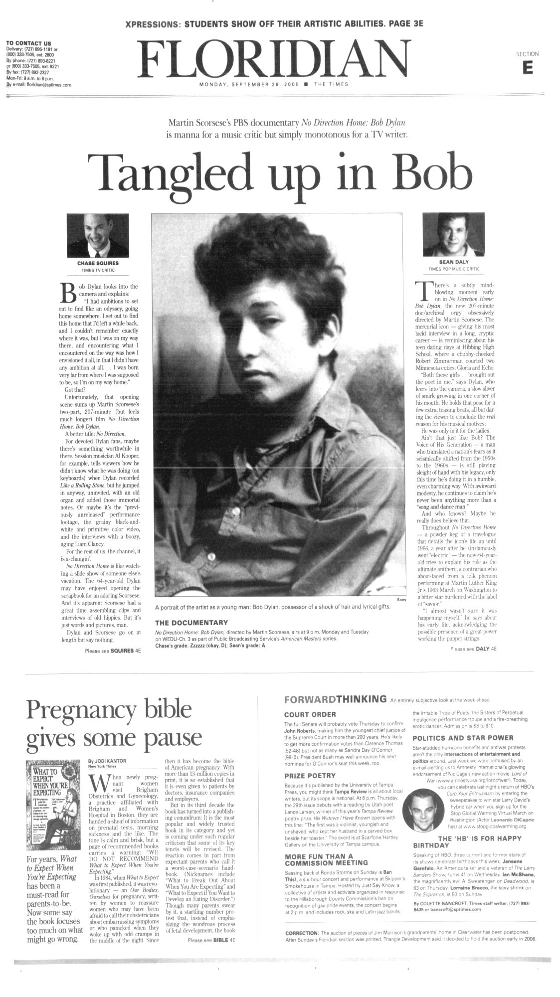 st petersburg times Bob Dylan front cover