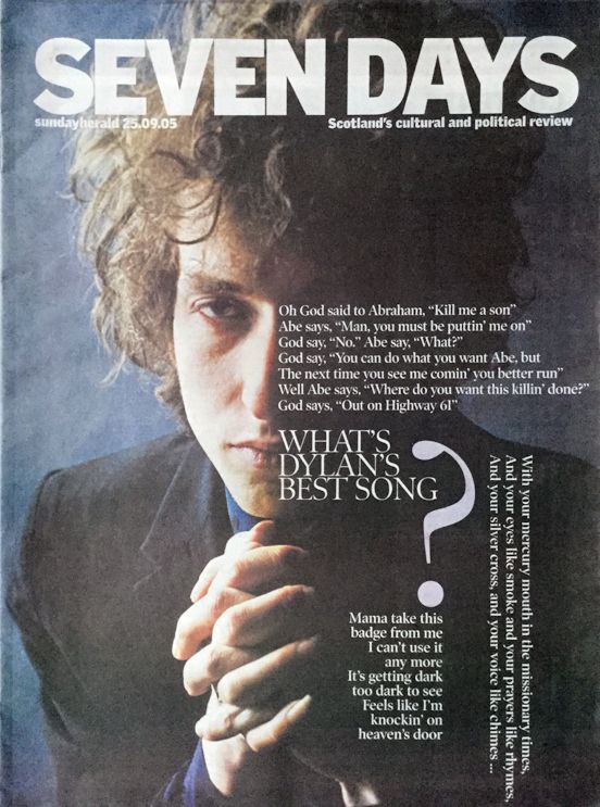 seven days uk magazine Bob Dylan cover story