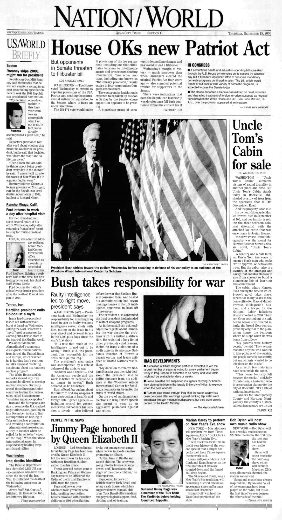 Quad-City Times Bob Dylan front cover