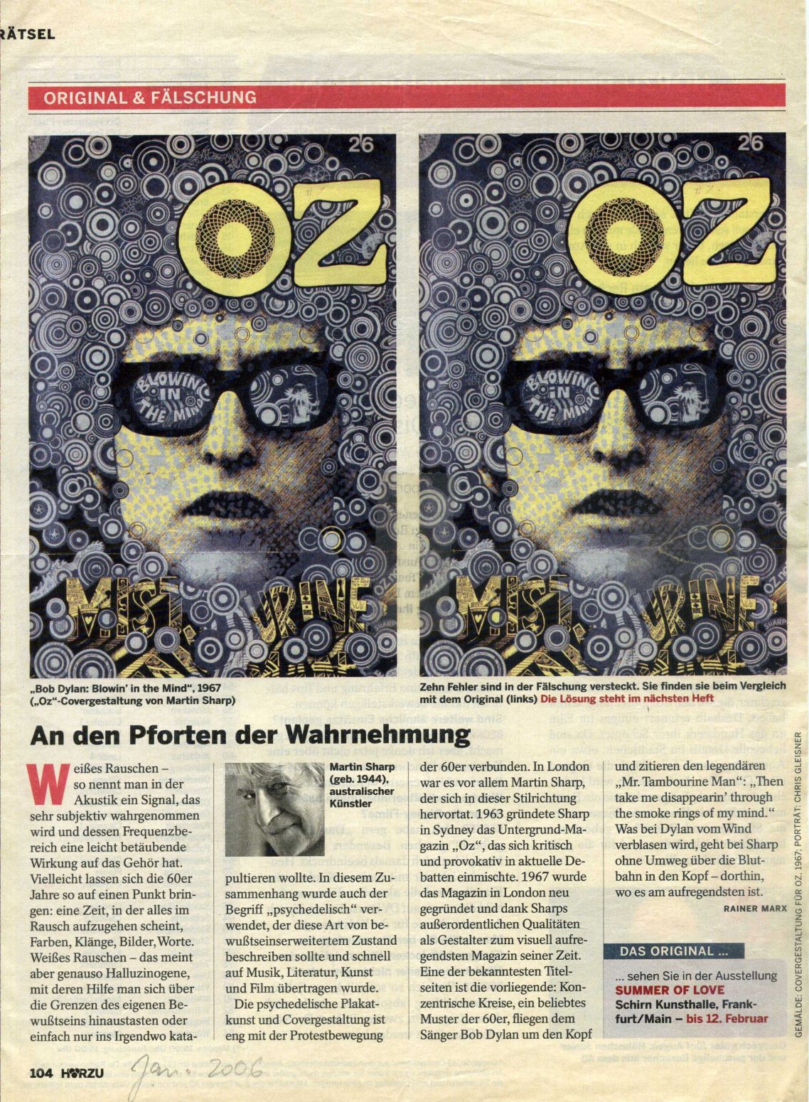 horzu radio aktuell magazine Bob Dylan front cover