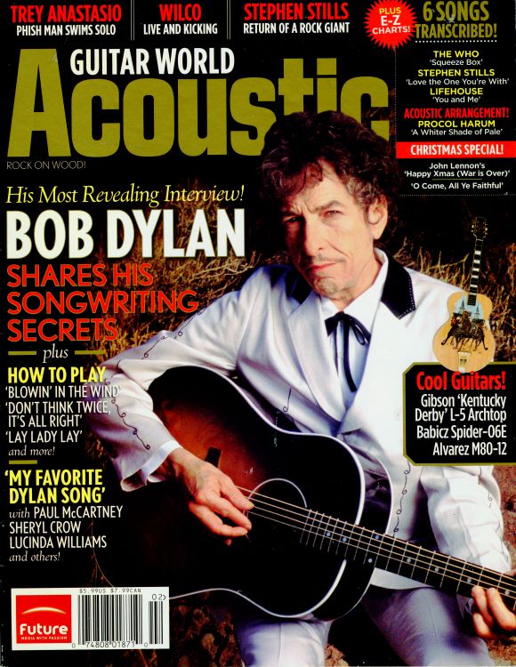 guitar world acoustic magazine 2006 Bob Dylan front cover