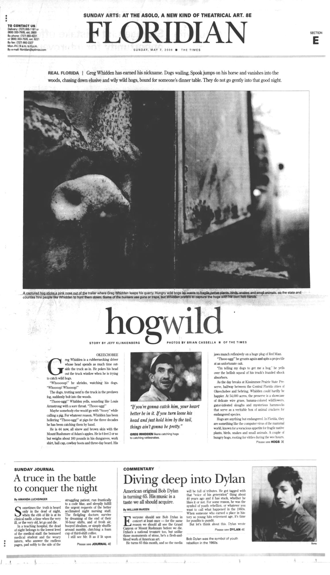 st petersburg times Bob Dylan front cover