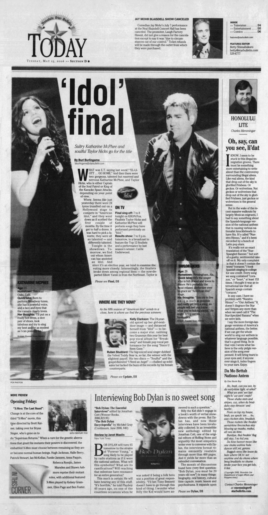 honolulu star usa magazine Bob Dylan front cover