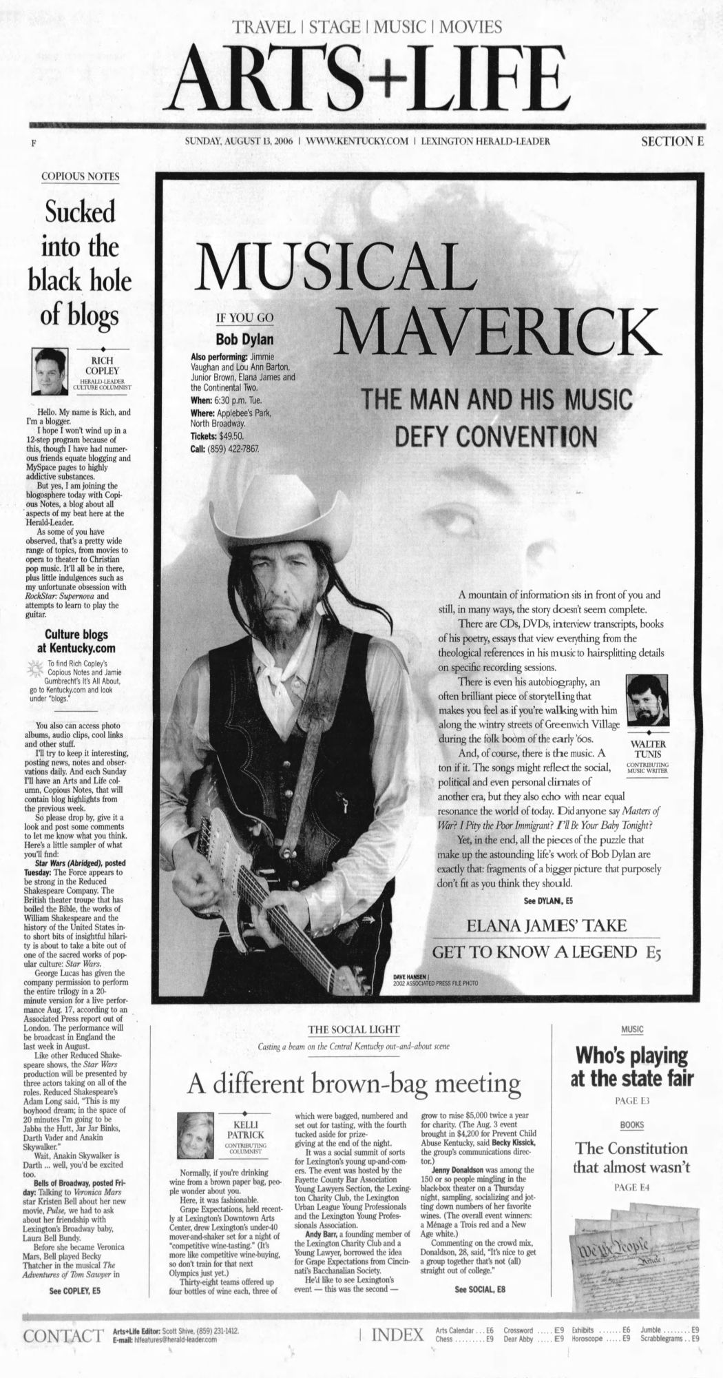 lexington herald leader Dylan front cover