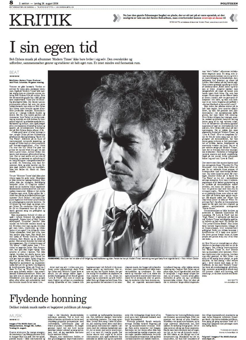 politiken Bob Dylan front cover