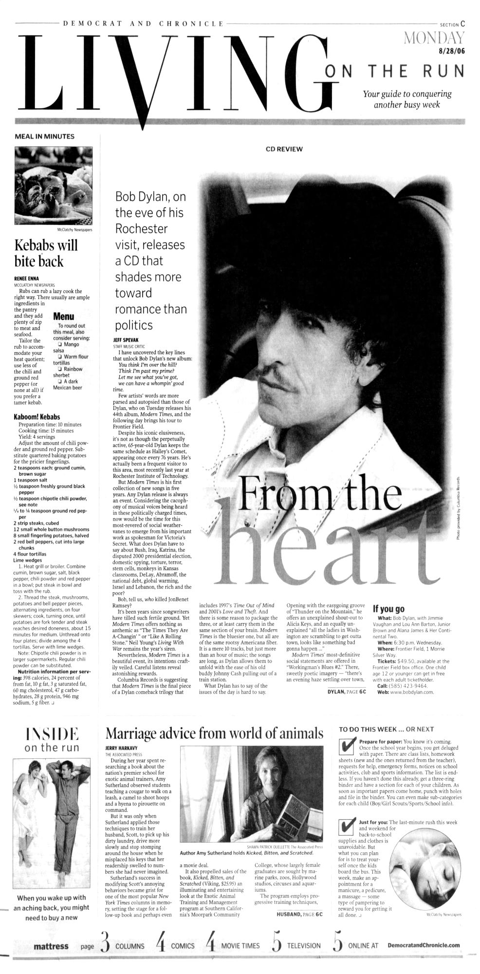 Democrat and Chronicle Bob Dylan front cover