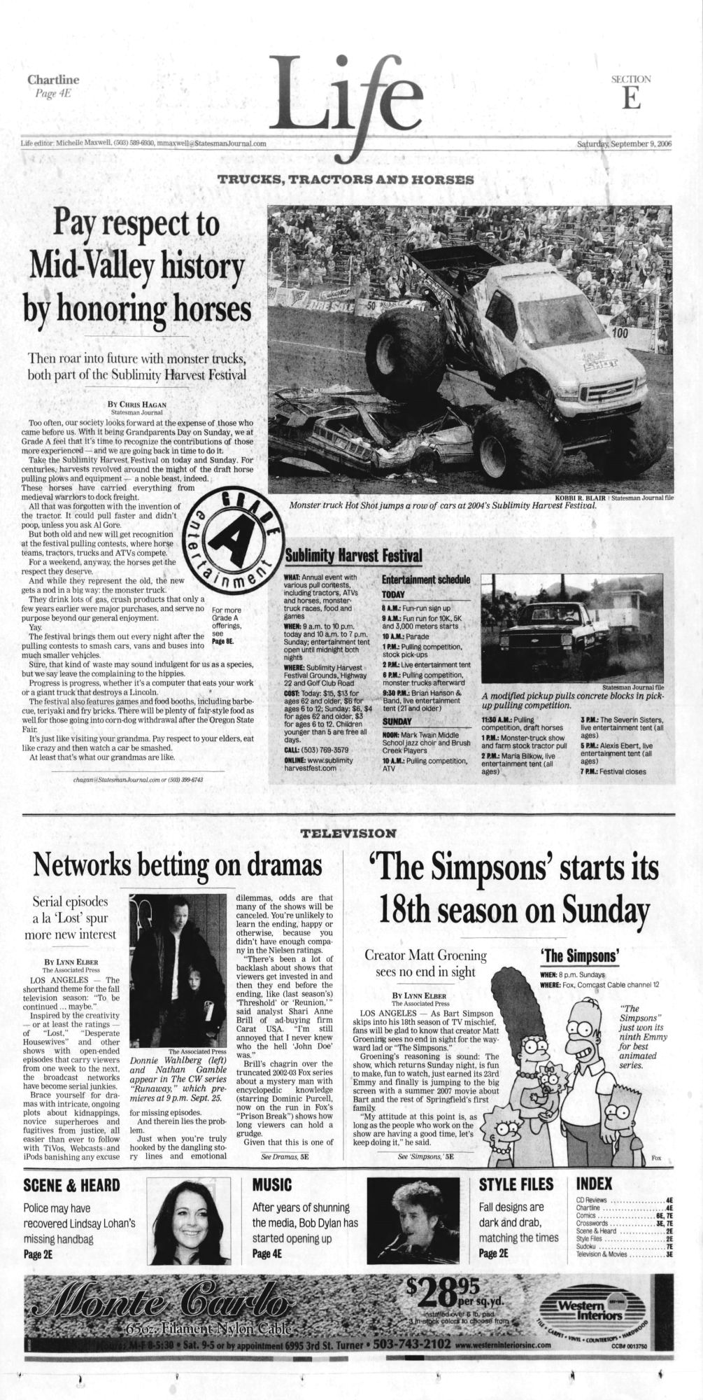 Statesman Journal Bob Dylan front cover