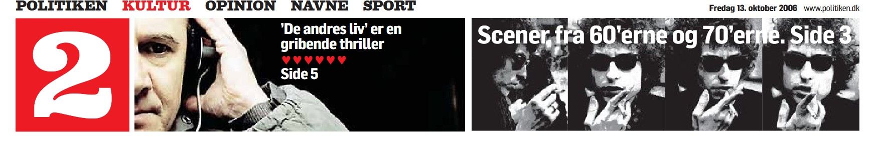 politiken Bob Dylan front cover