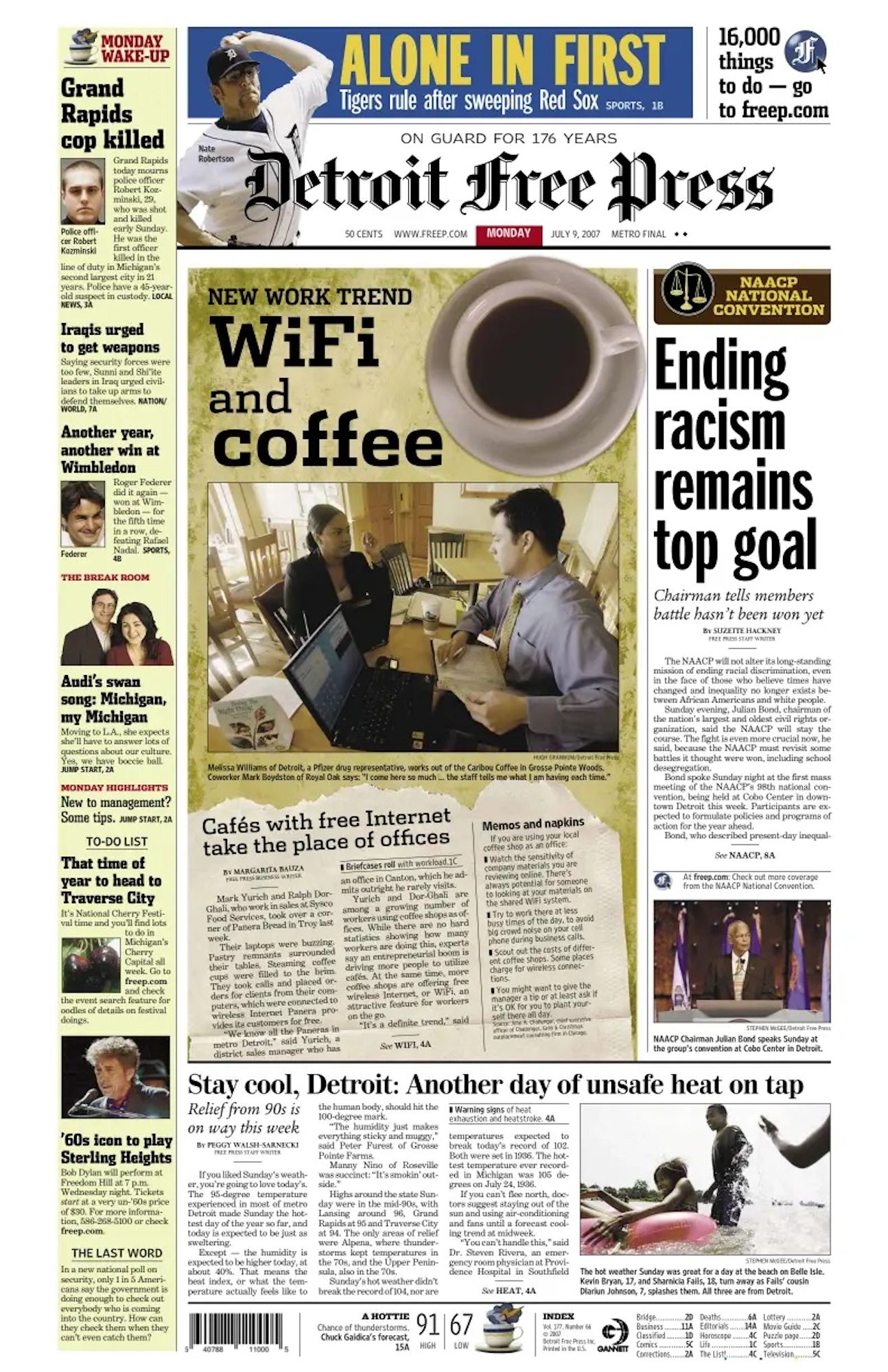 the detroit free press Bob Dylan front cover