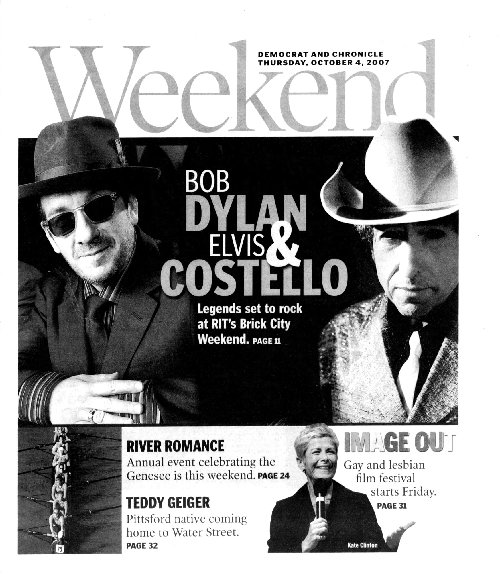 Democrat and Chronicle Bob Dylan front cover