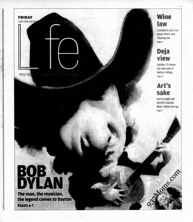the Dayton Daily News Bob Dylan front cover