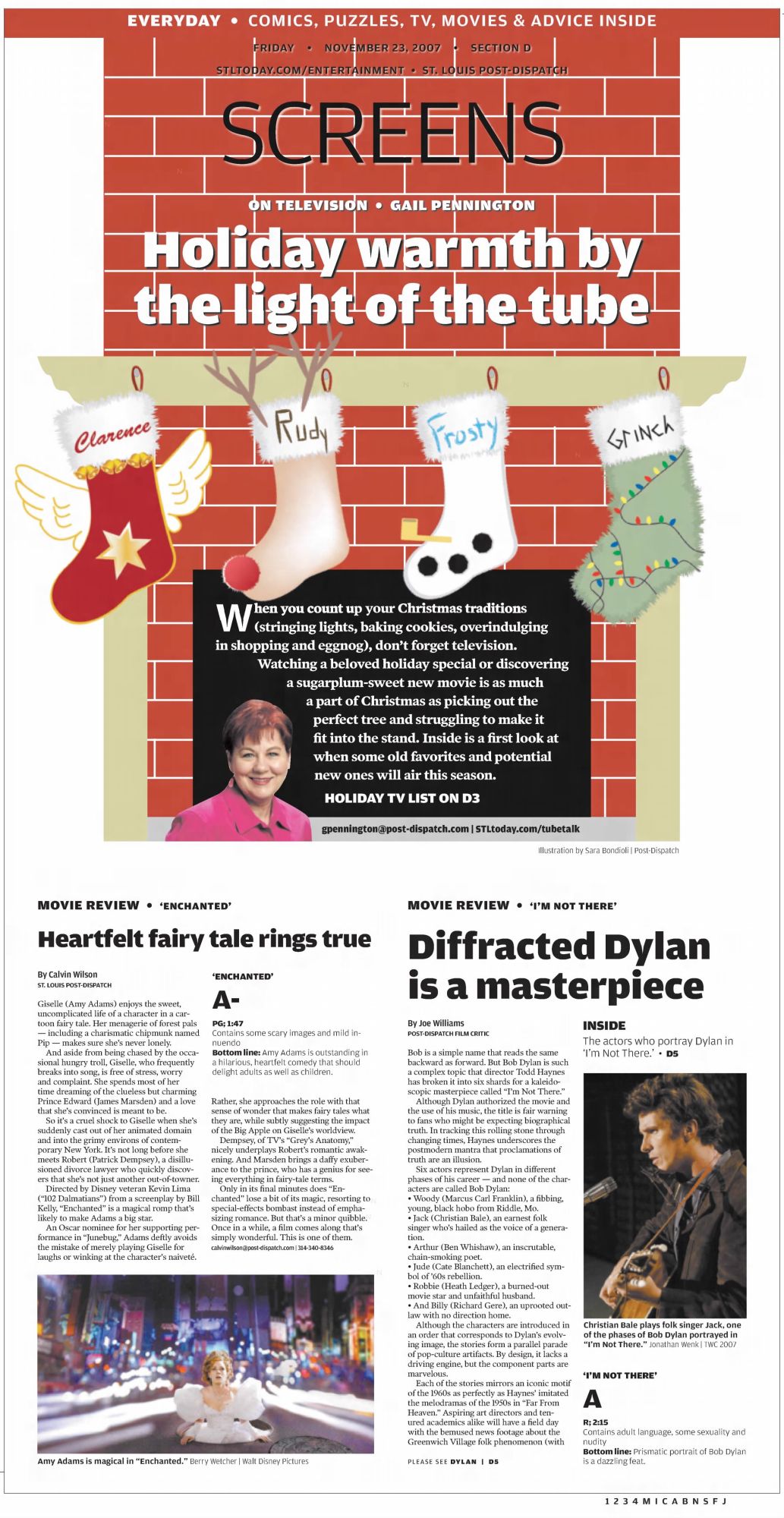 St Louis Post-Dispatch Bob Dylan front cover