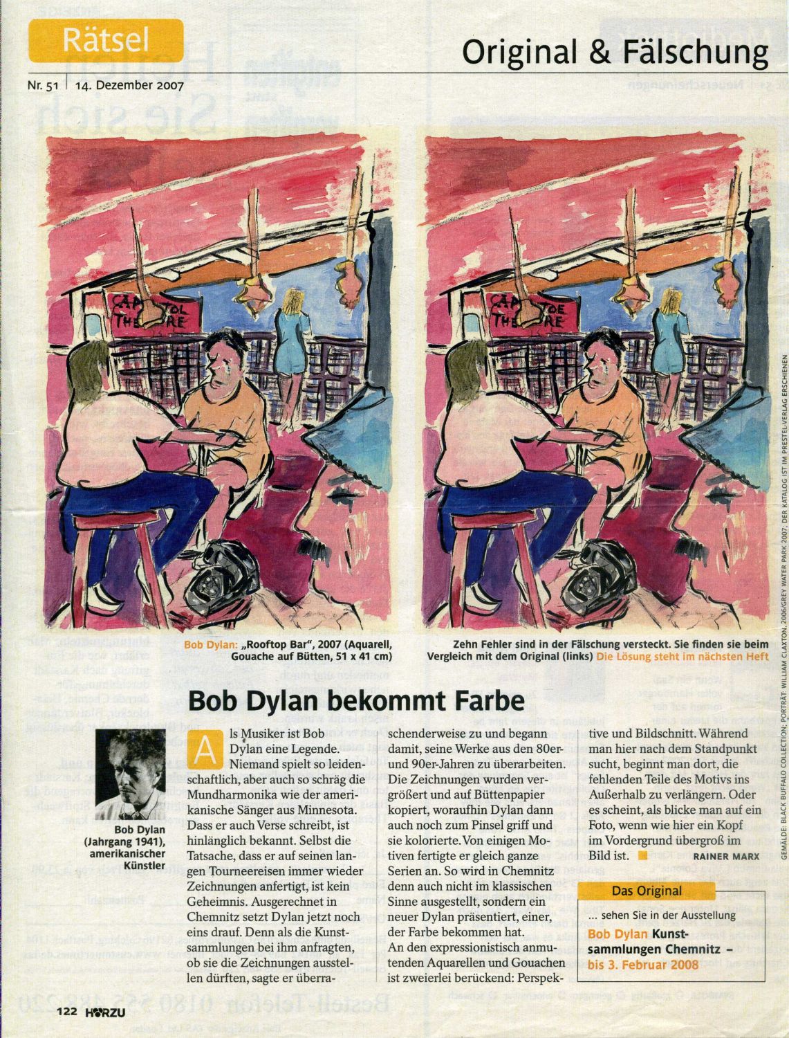 horzu radio aktuell magazine Bob Dylan front cover