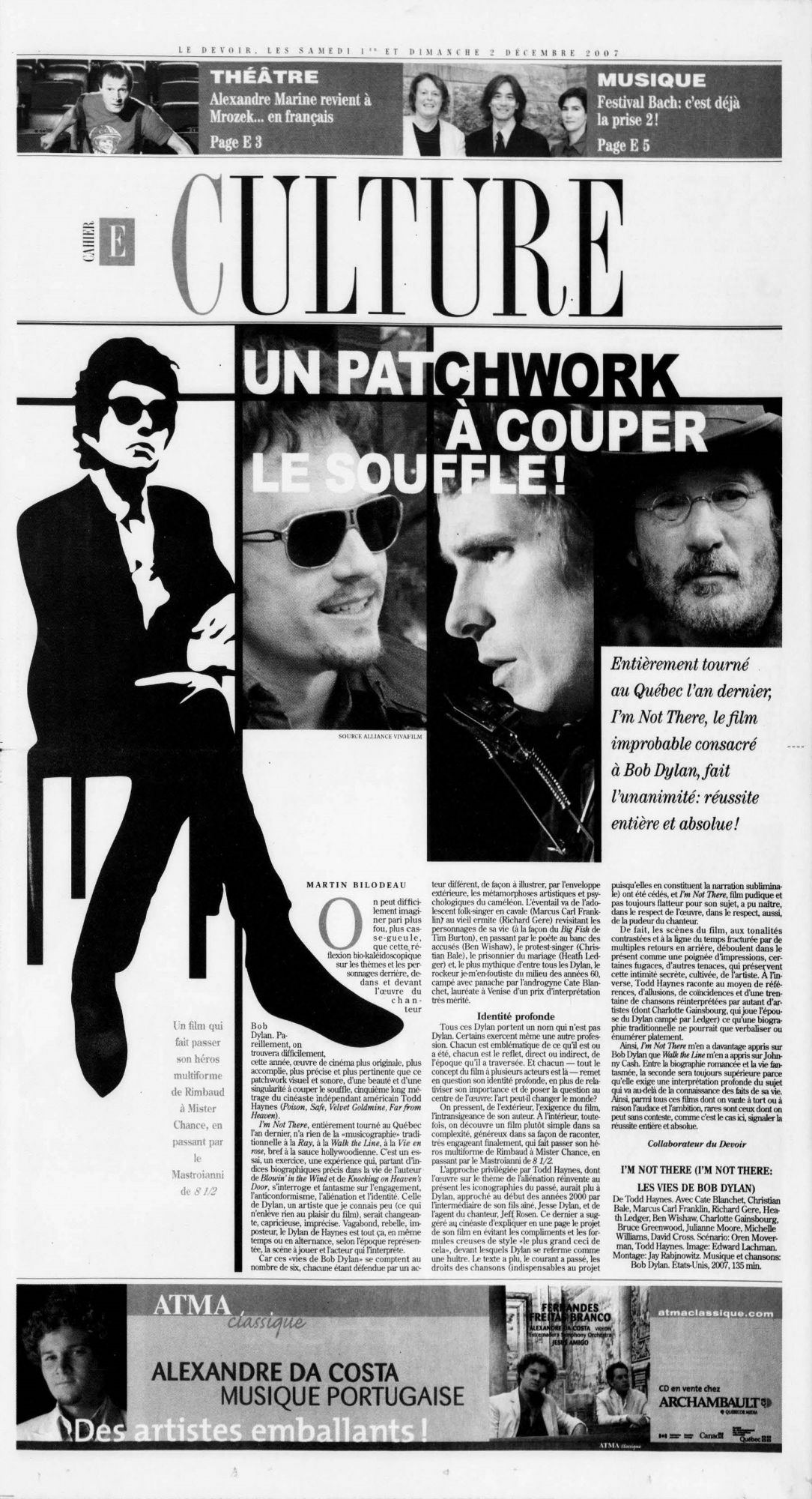 le devoir Bob Dylan front cover
