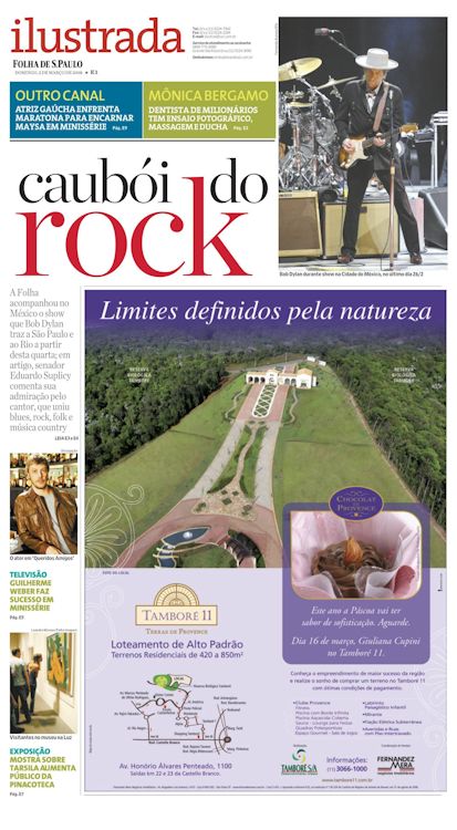 FOLHA DE SÃO PAULO 2 March 2008 Bob Dylan front cover