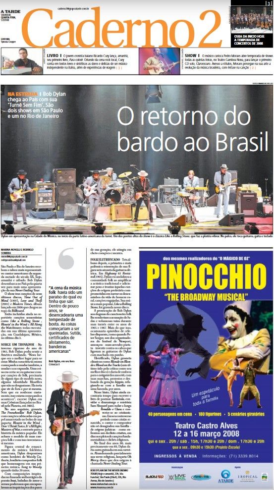 O ESTADO DE S. PAULO magazine Bob Dylan front cover