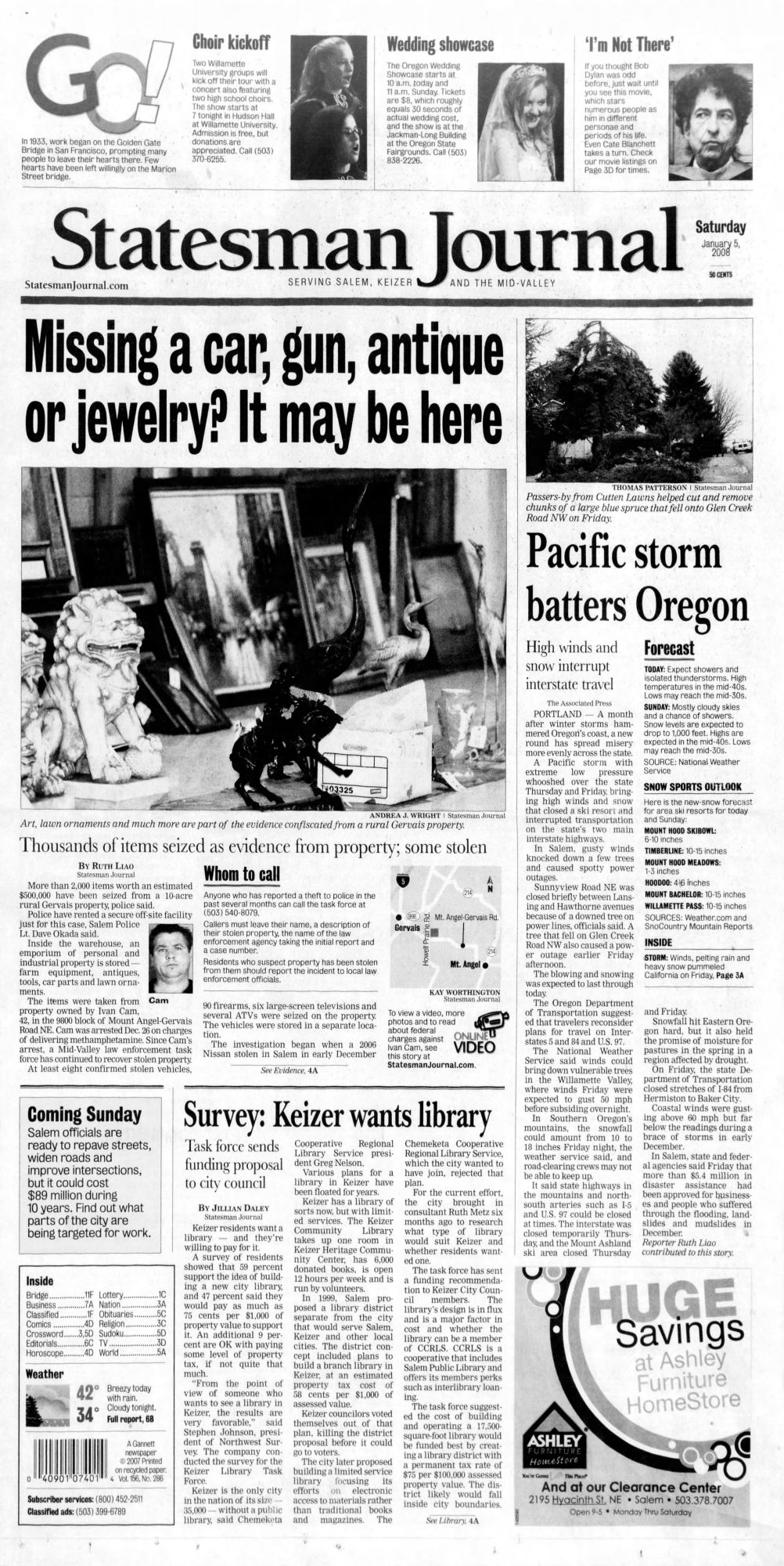 Statesman Journal Bob Dylan front cover