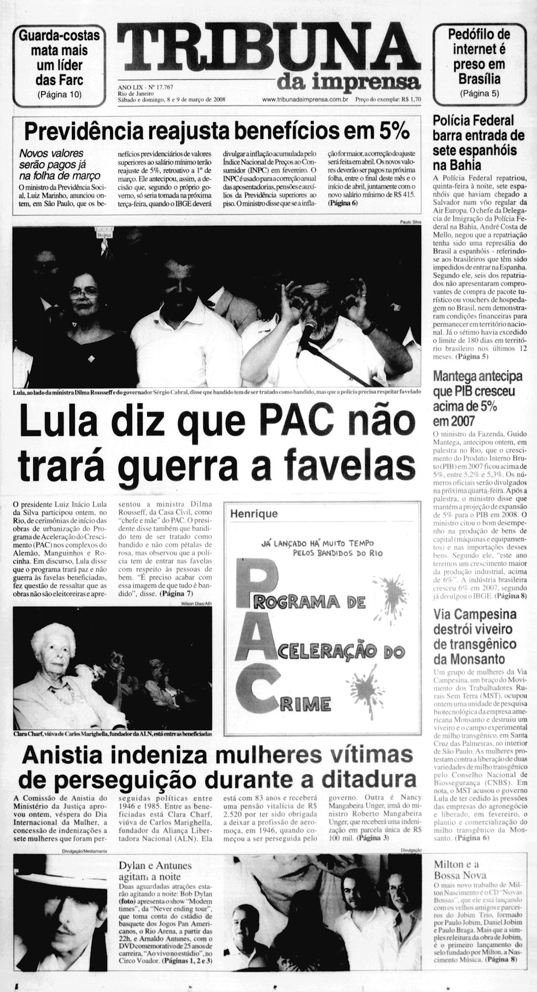 Tribuna da Impresa Bob Dylan front cover