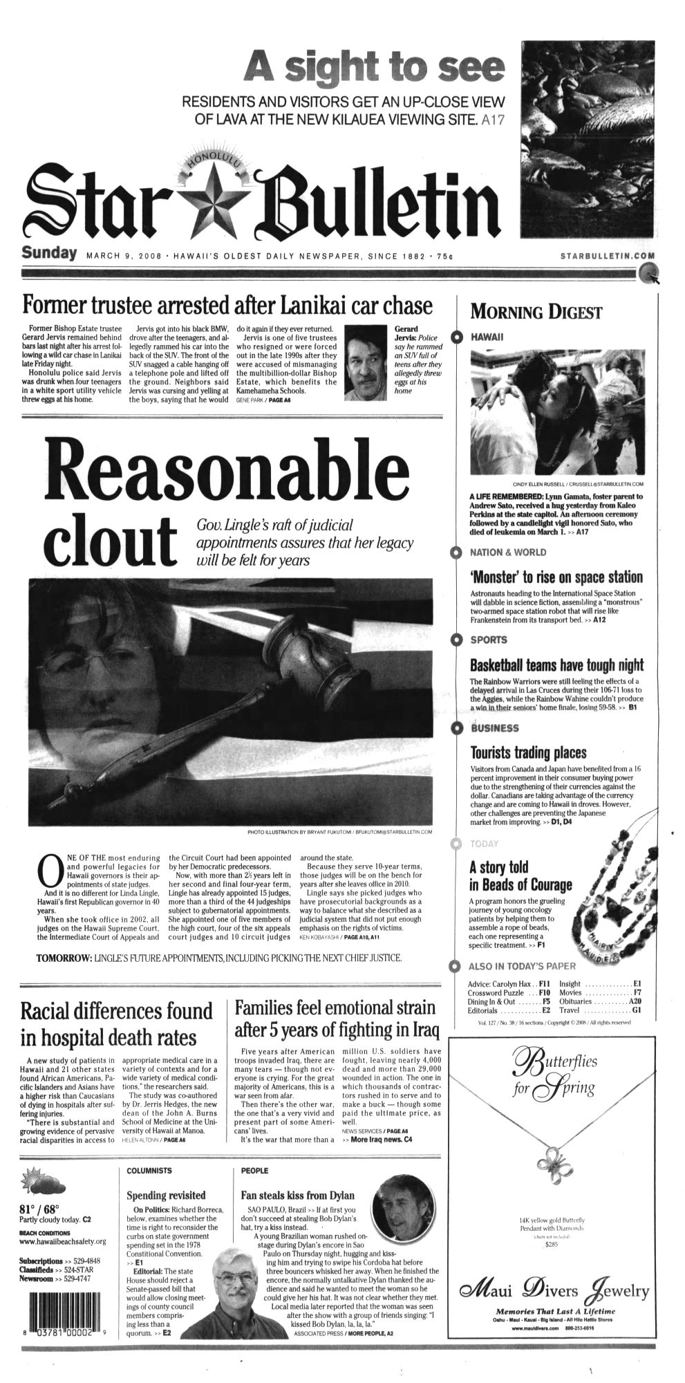 honolulu star usa magazine Bob Dylan front cover