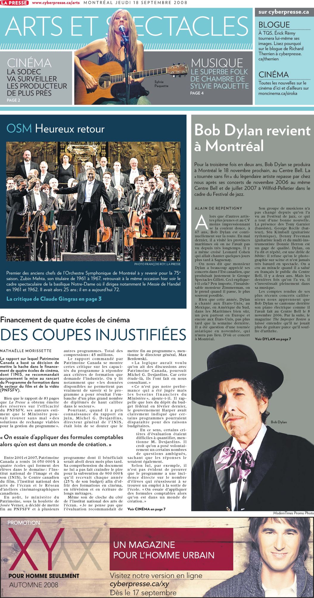 La Presse Bob Dylan front cover