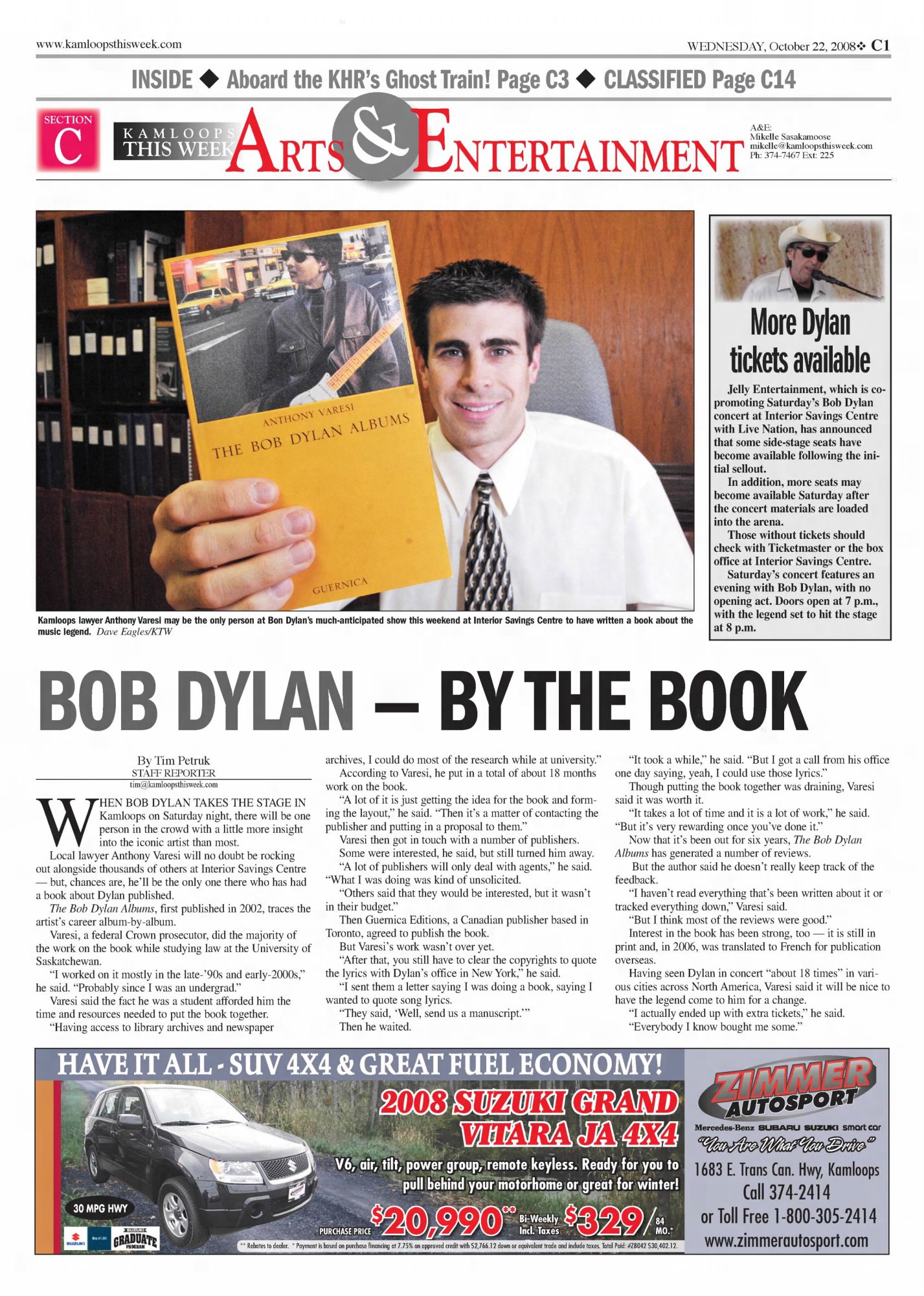 kamloops this week Bob Dylan front cover