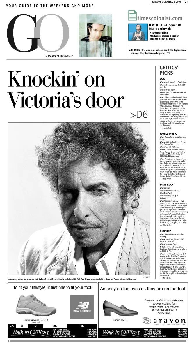 times-colonist Bob Dylan front cover