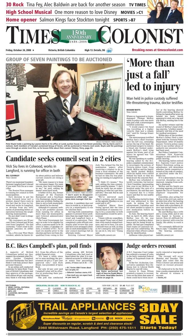 times-colonist Bob Dylan front cover