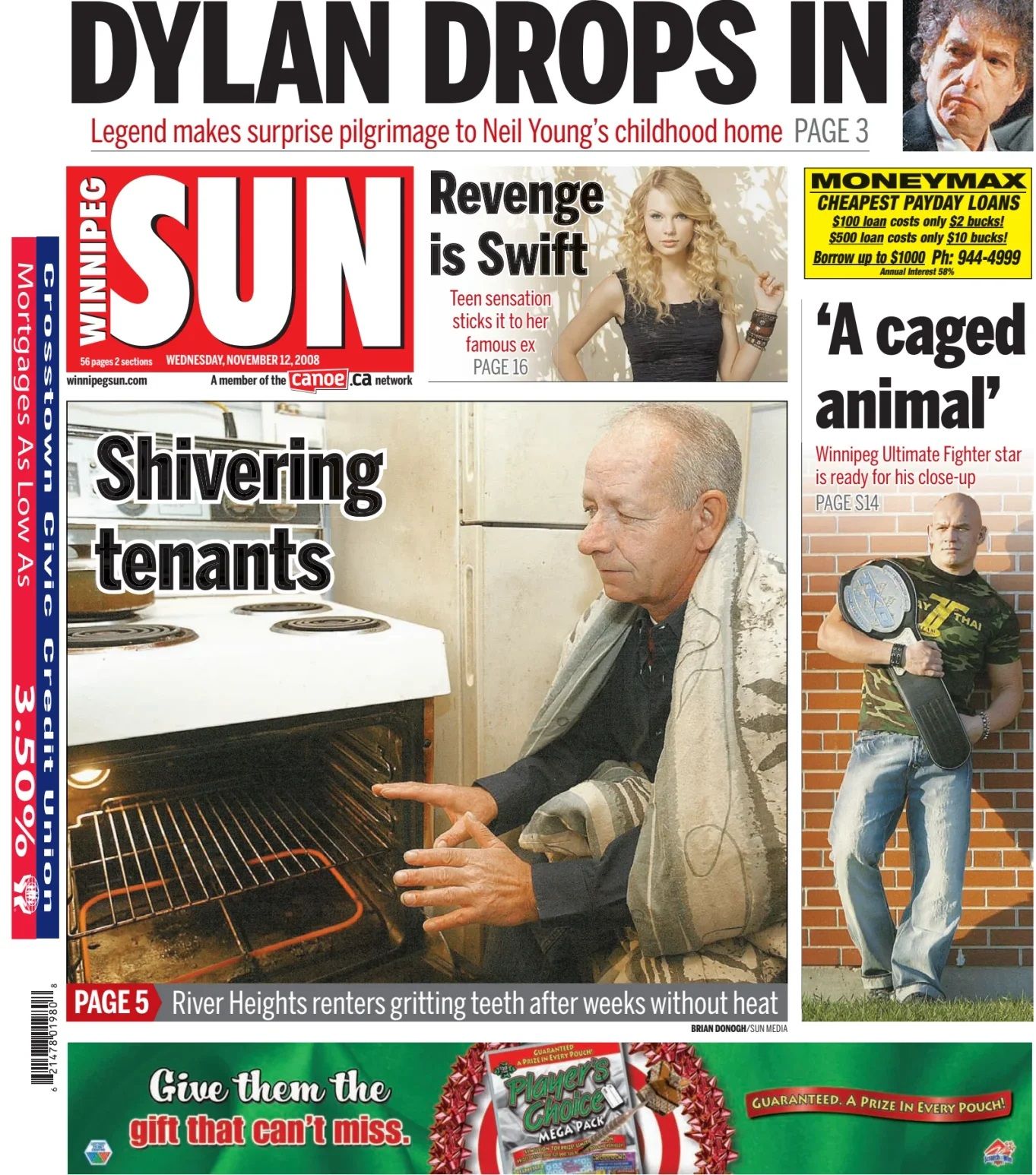 winnipeg sun Bob Dylan front cover