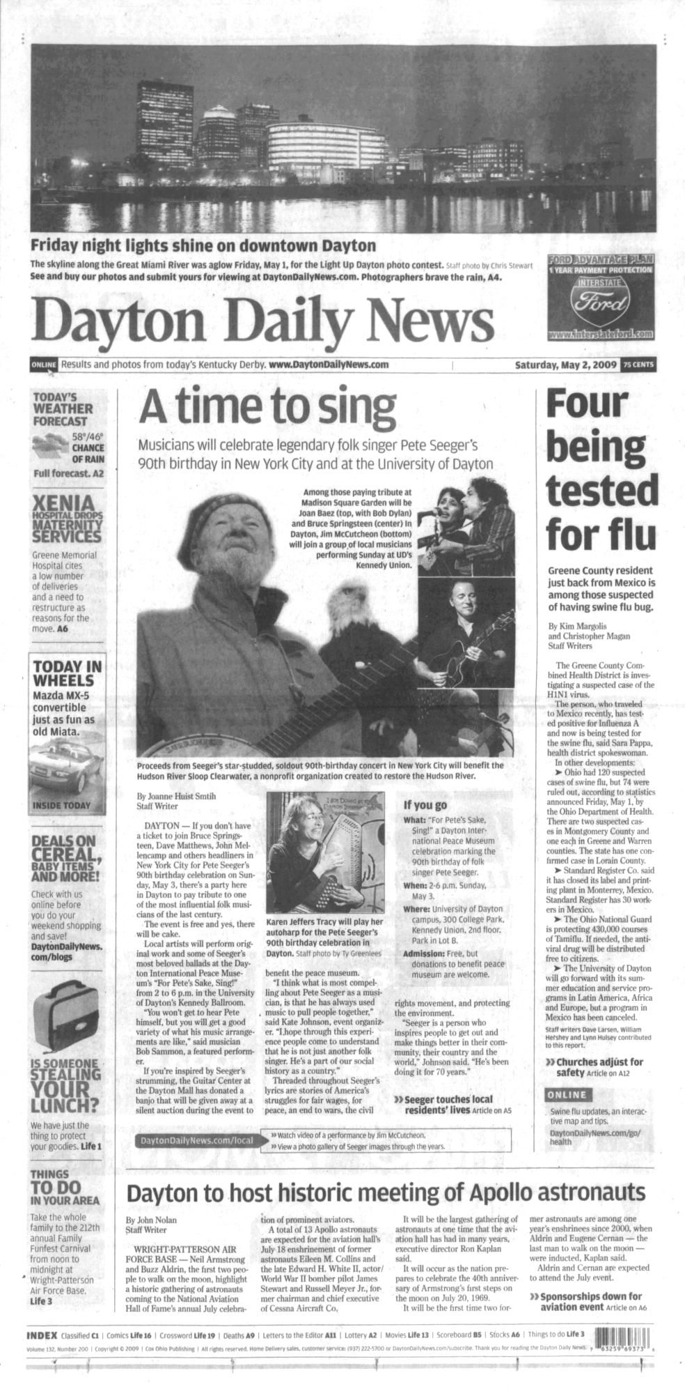 the Dayton Daily News Bob Dylan front cover