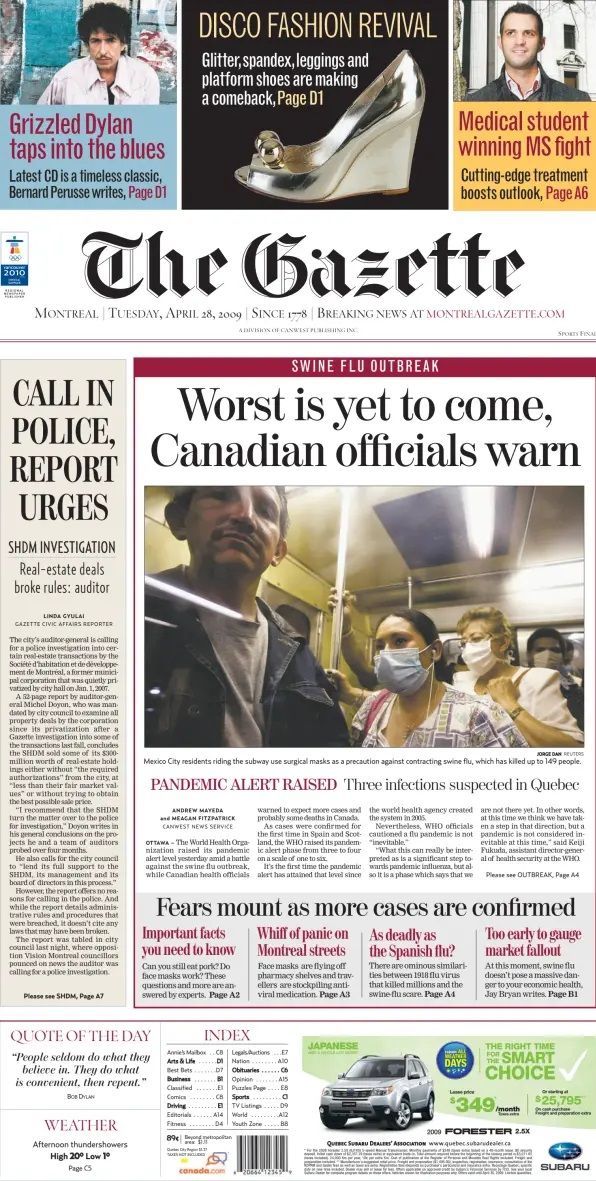 The Gazette Bob Dylan front cover