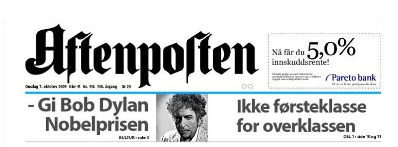aftenposten Bob Dylan front cover