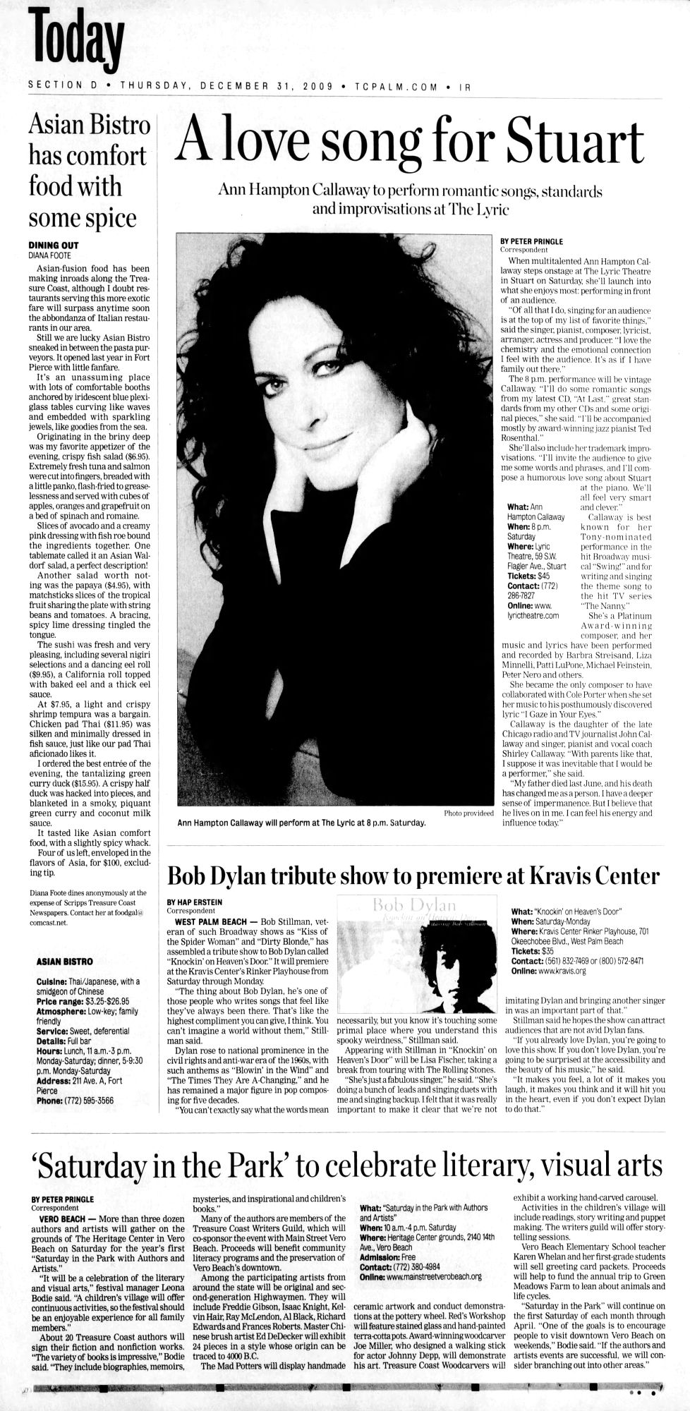 Indian River Press Journal Bob Dylan front cover