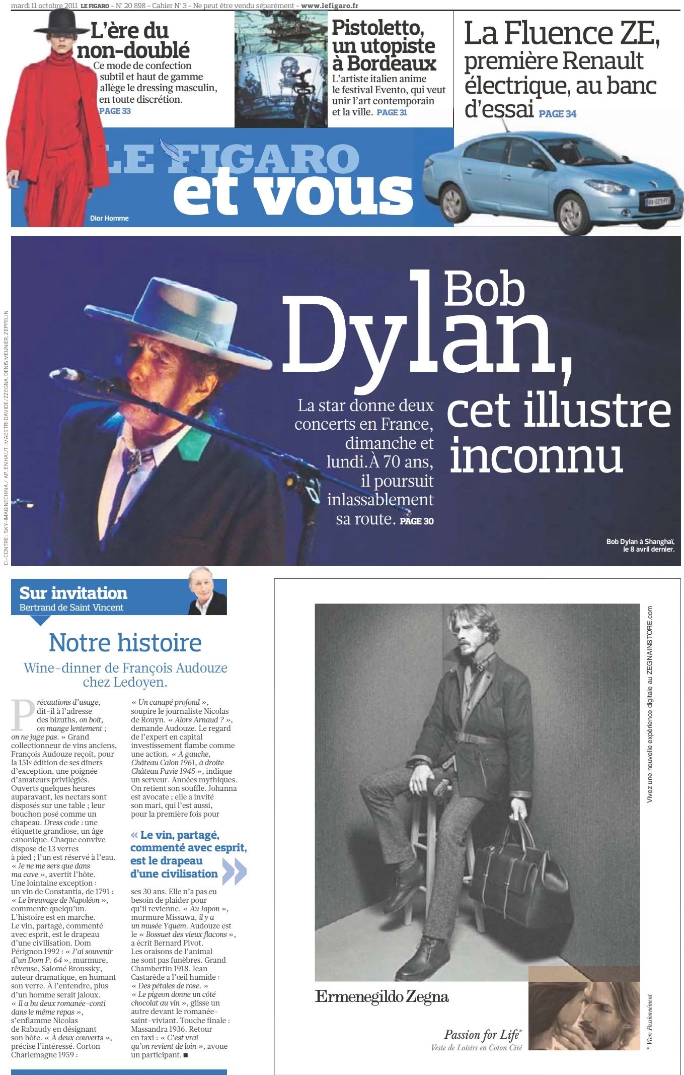 le figaro et vous 2011 Bob Dylan front cover
