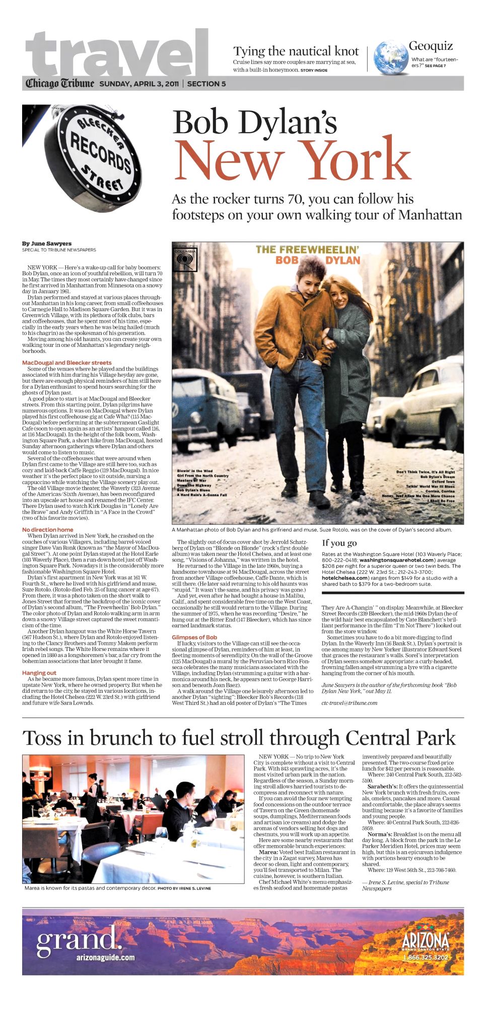 chicago tribune Bob Dylan front cover