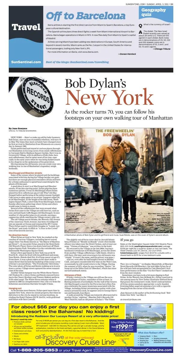 Sun Sentinel Bob Dylan front cover