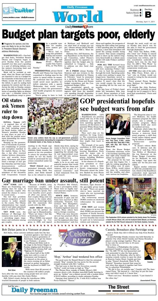 daily freeman Bob Dylan front cover