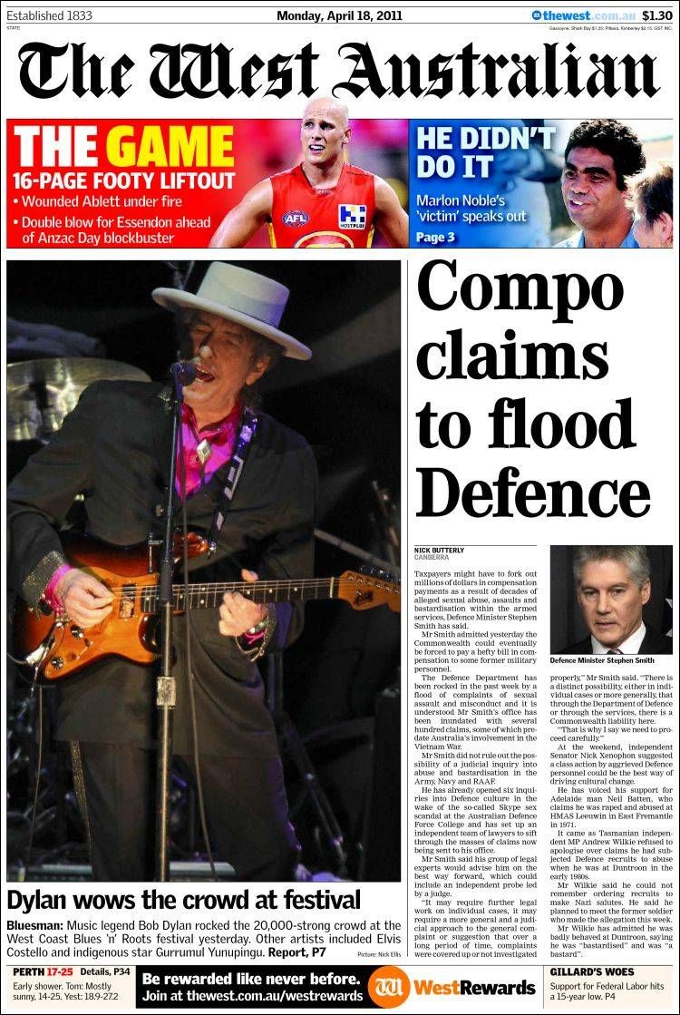 west australian Bob Dylan cover story