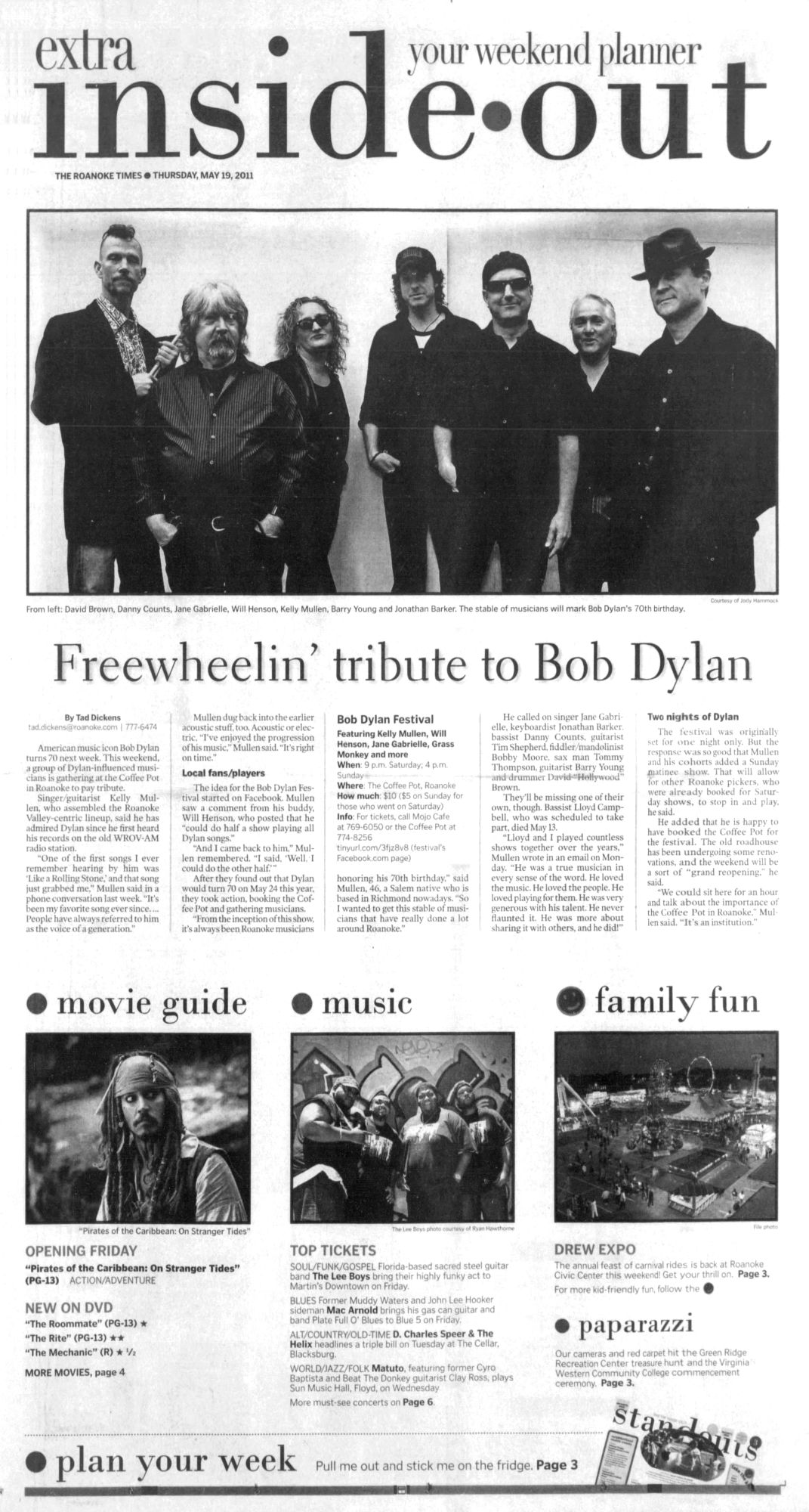 roanoke times Bob Dylan front cover
