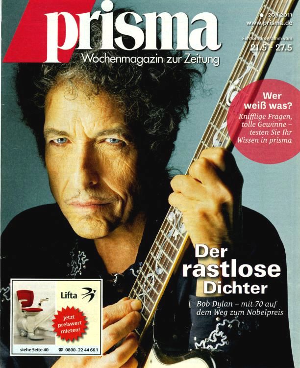 prisma 2011 magazine Bob Dylan front cover