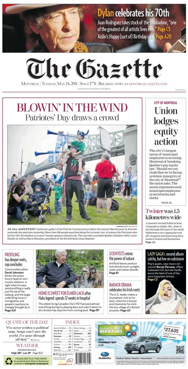 The Gazette Bob Dylan front cover