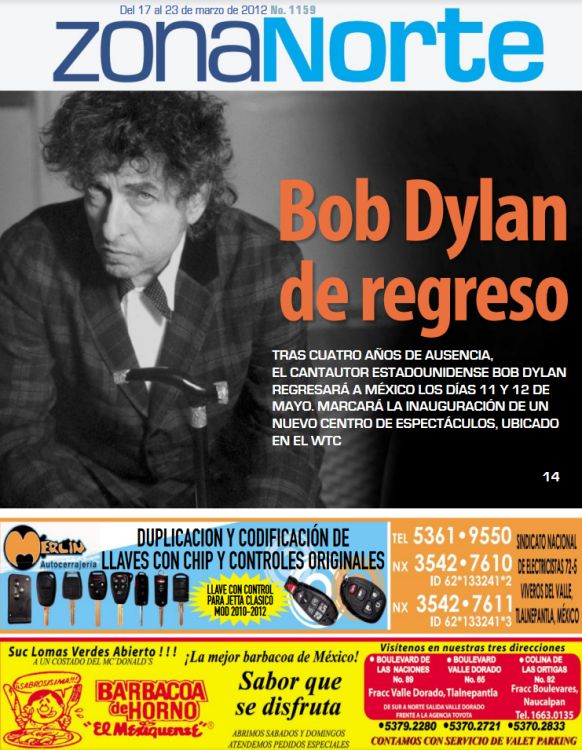 zona norte magazine Bob Dylan front cover