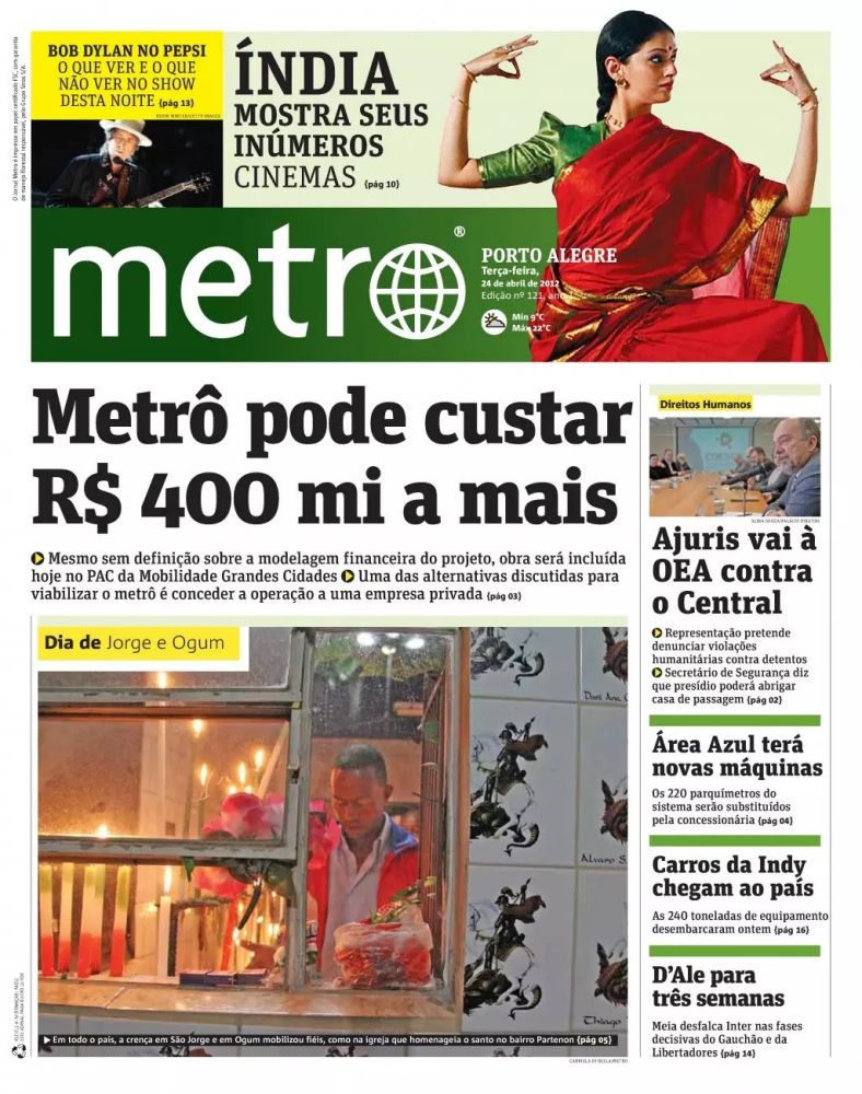 Metro Brazil 24 04 2012 Bob Dylan front cover