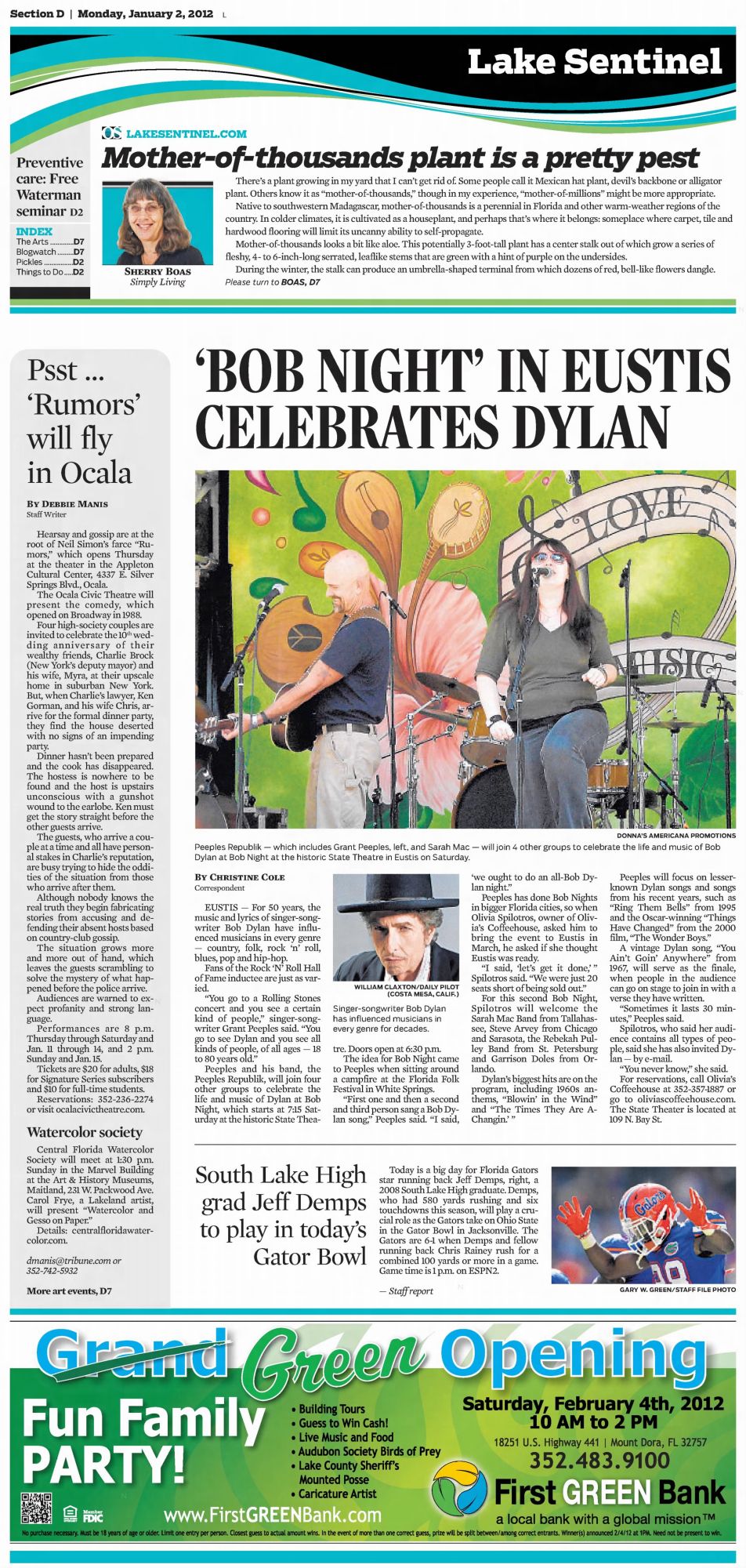 orlando sentinel Bob Dylan front cover